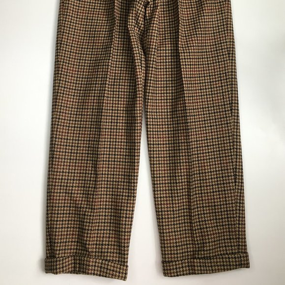 NWT Vintage CALVIN KLEIN Plaid/Herringbone High Waist Cuff Hem 100% Wool Pant - Picture 6 of 12